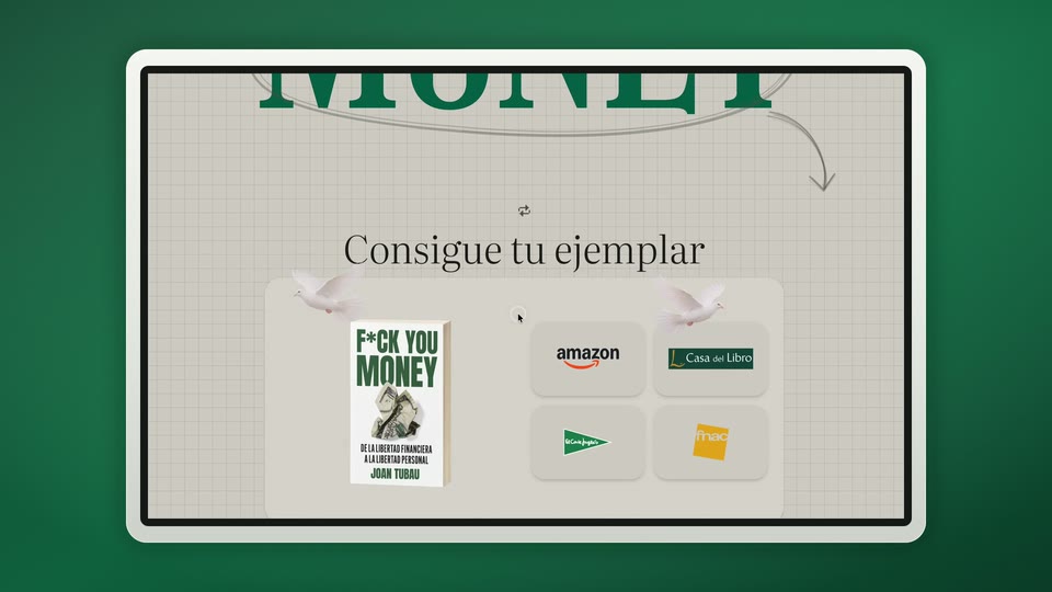 Fuck You Money website presented on a minimal silver display